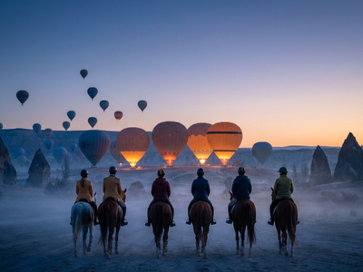 Sunrise ride under Cappadocia balloons